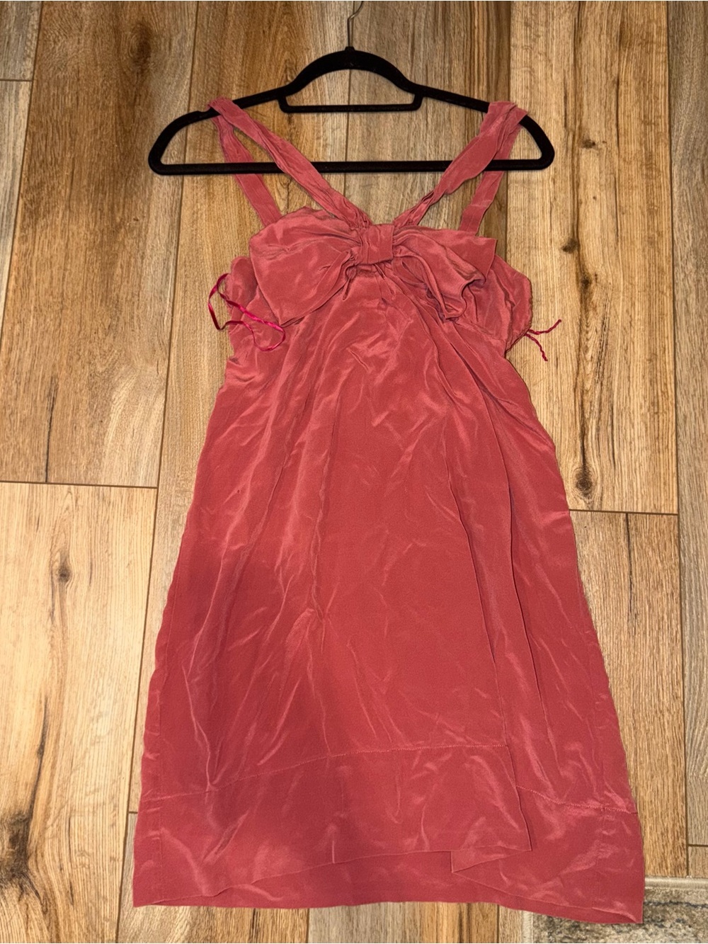 Rebecca Taylor Dress 6 Silk Bow Teal Sleeveless Designer Smock *flawed babydoll